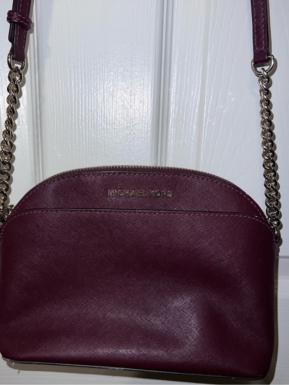 Michael Kors Jet Set Travel Saffiano Leather Dome Crossbody Burgundy